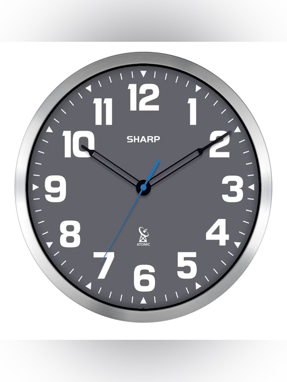 Sharp Gray Wall Clock with Silver Frame